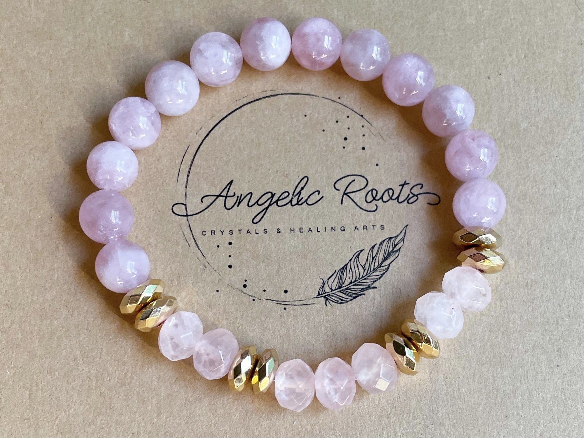 Rose Quartz Beaded Bracelet with Gold Accents || Reiki Infused