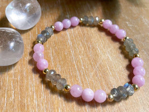 Labradorite & Lavender Jade Bracelet || Gold Accents || Reiki Infused