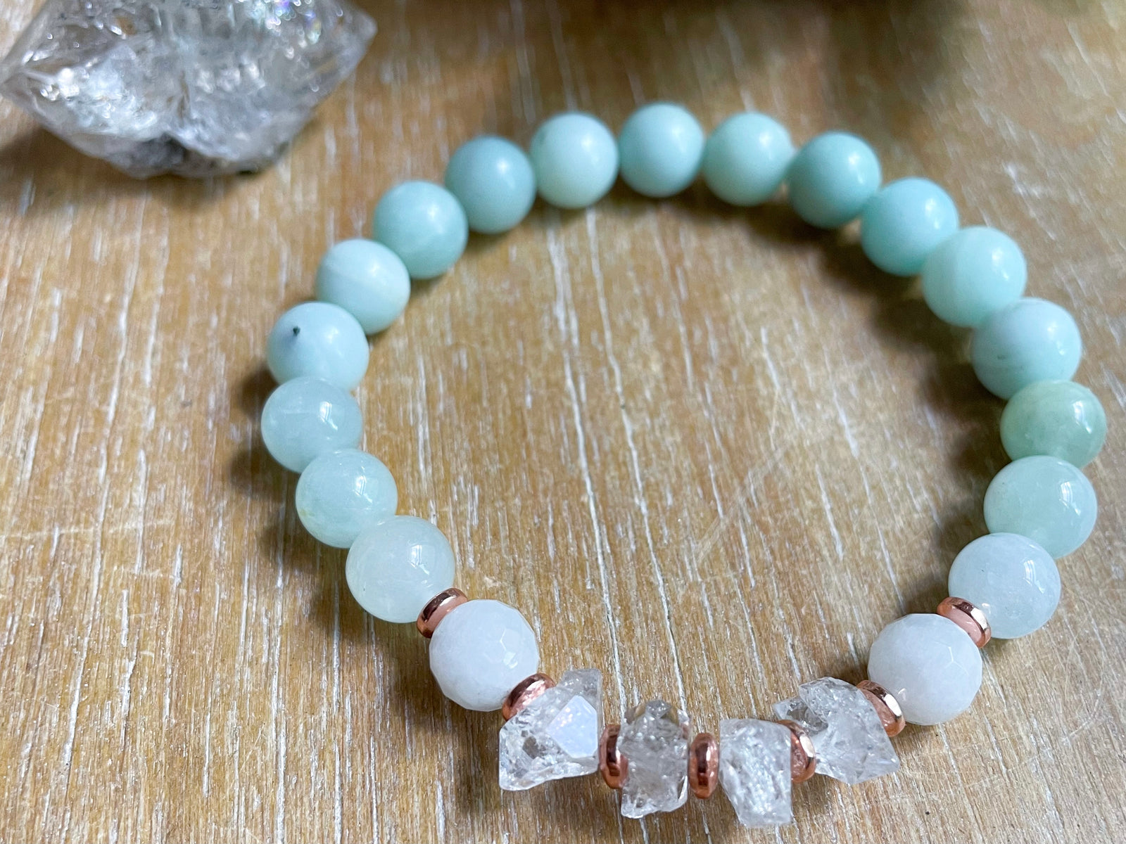 Amazonite, Rainbow Moonstone & Herkimer Diamond || Reiki Infused
