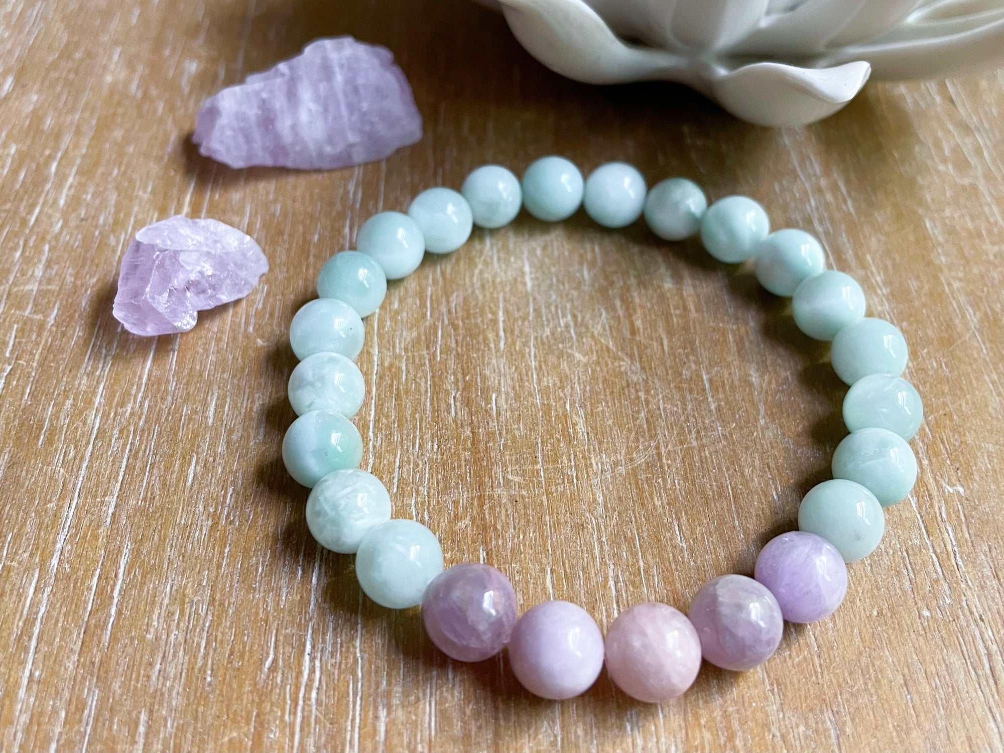 Green Angelite & Kunzite Bracelet || Reiki Infused