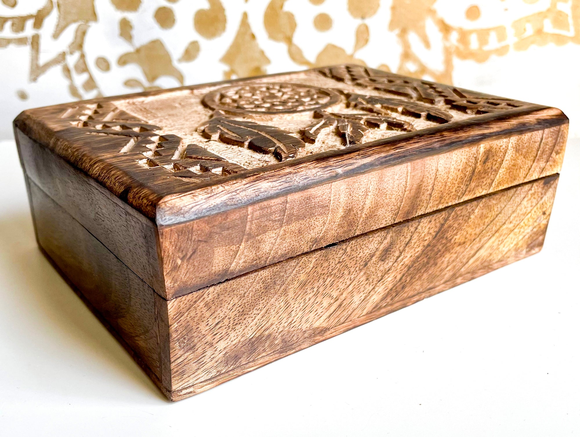 Dream Catcher Wood Box Carving