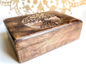 Tree of Life Wood Box Carving