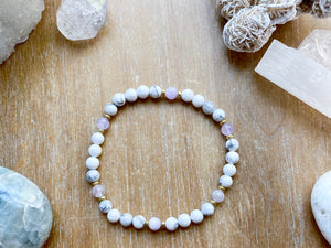 Howlite Beaded Anklet || Reiki Infused - Cave Amethyst Gold