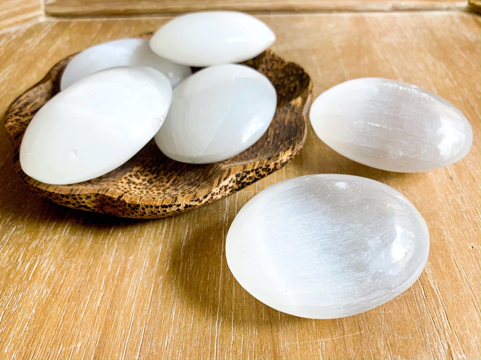 Selenite Palm Stone