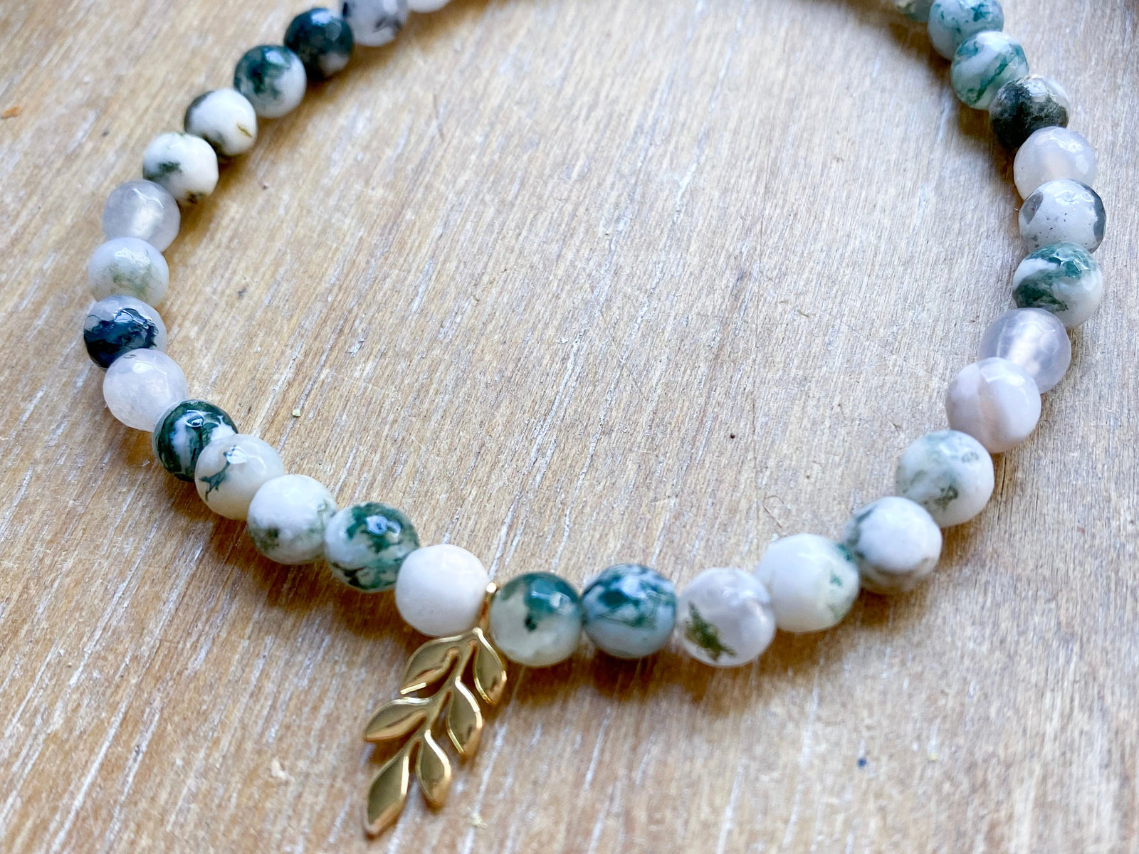 Tree Agate & Gold Vine Anklet || Reiki Infused