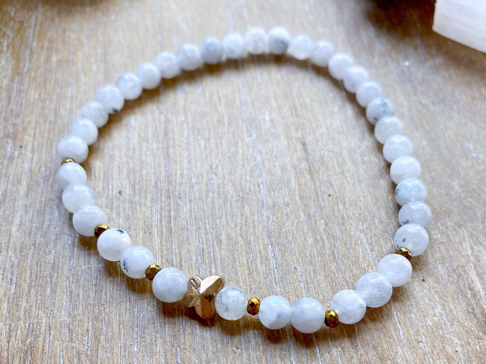 Moonstone & Butterfly Anklet || Reiki Infused