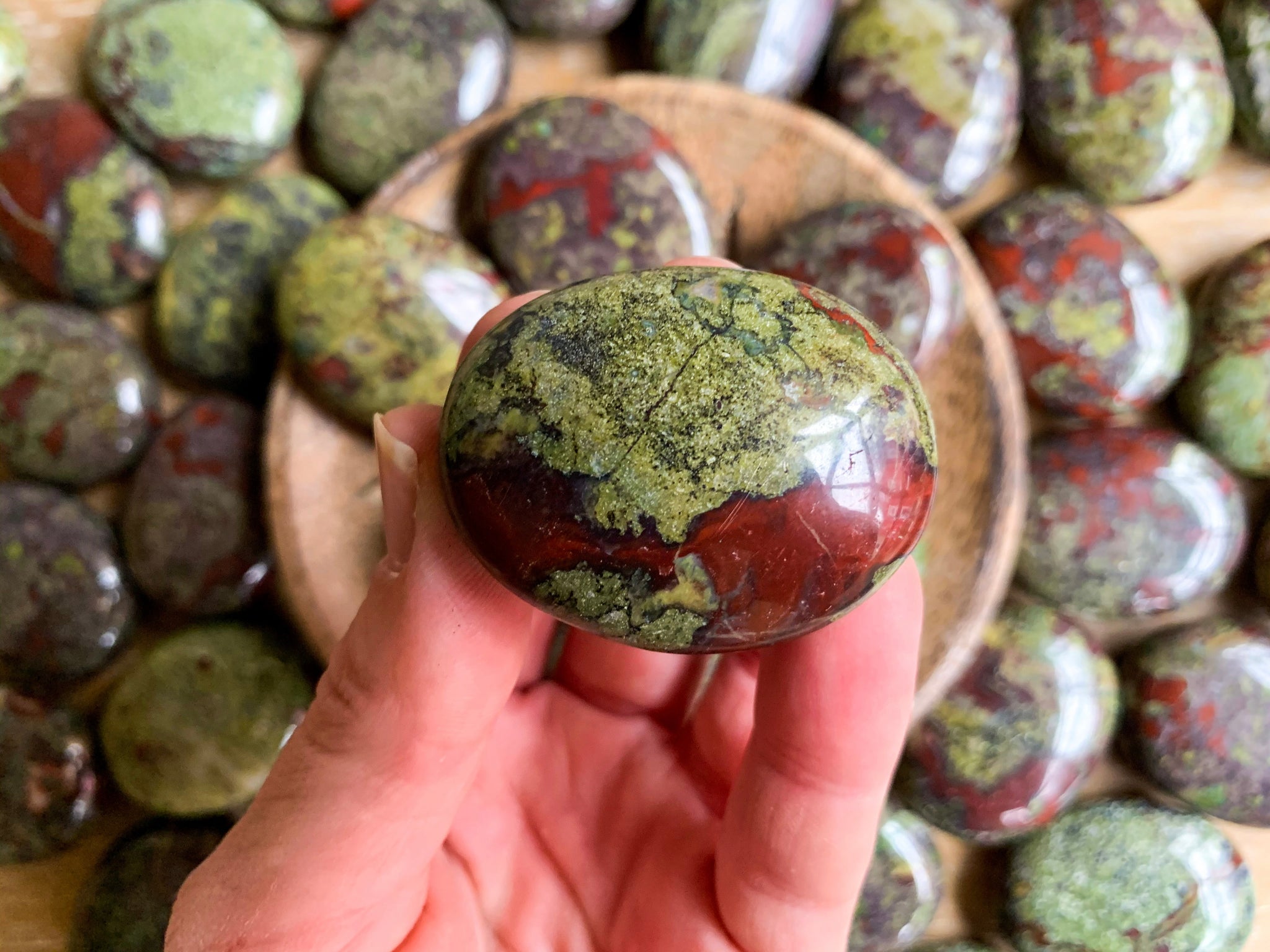 Dragon Blood Jasper Palm Stone Angelic Roots