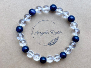 Limited Edition Patriotic Bracelet Collection || Clear Quartz &  Blue Sandstone || Reiki Infused
