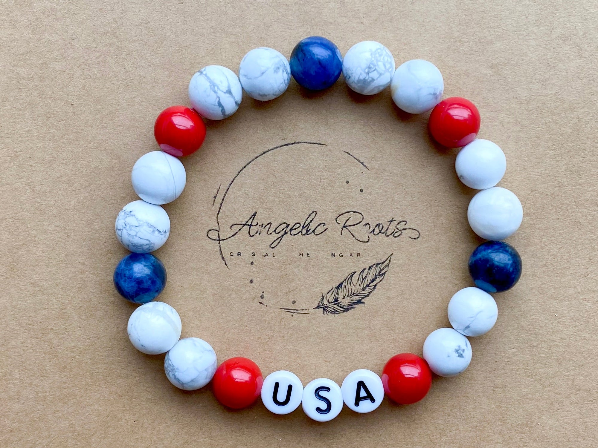Limited Edition Patriotic Bracelet Collection || Howlite, Sodalite & Red Coral USA Bracelet || Reiki Infused