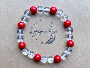 Limited Edition Patriotic Bracelet Collection || Clear Quartz & Red Coral || Reiki Infused