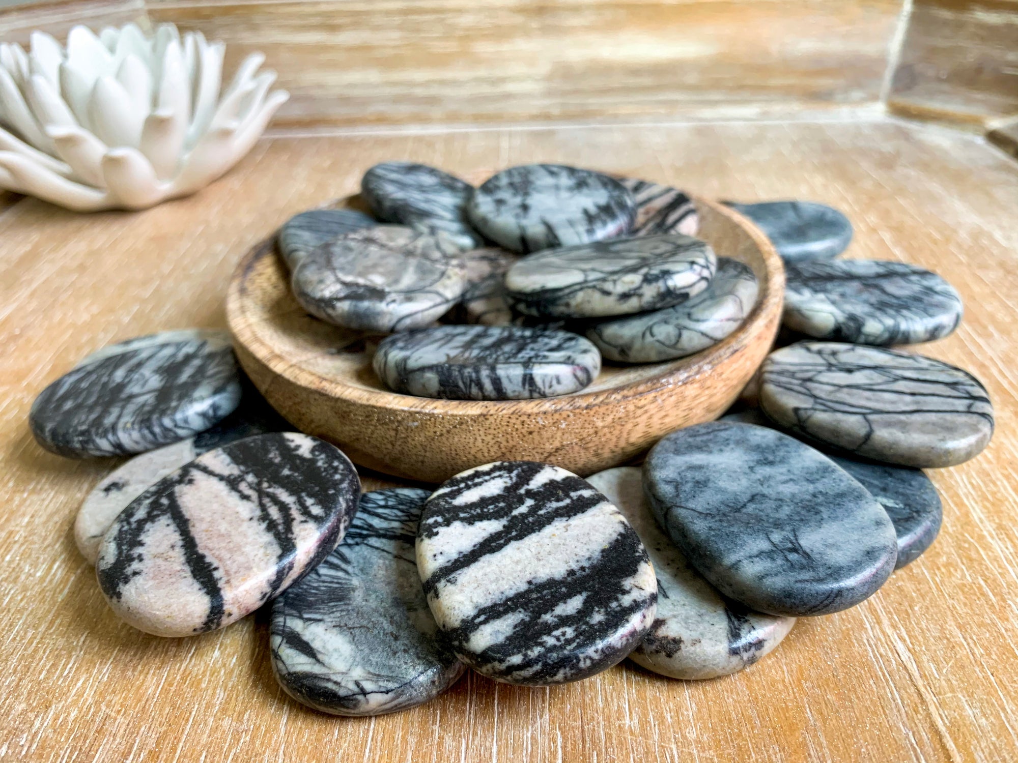 Zebra Jasper Flat Palm Stone