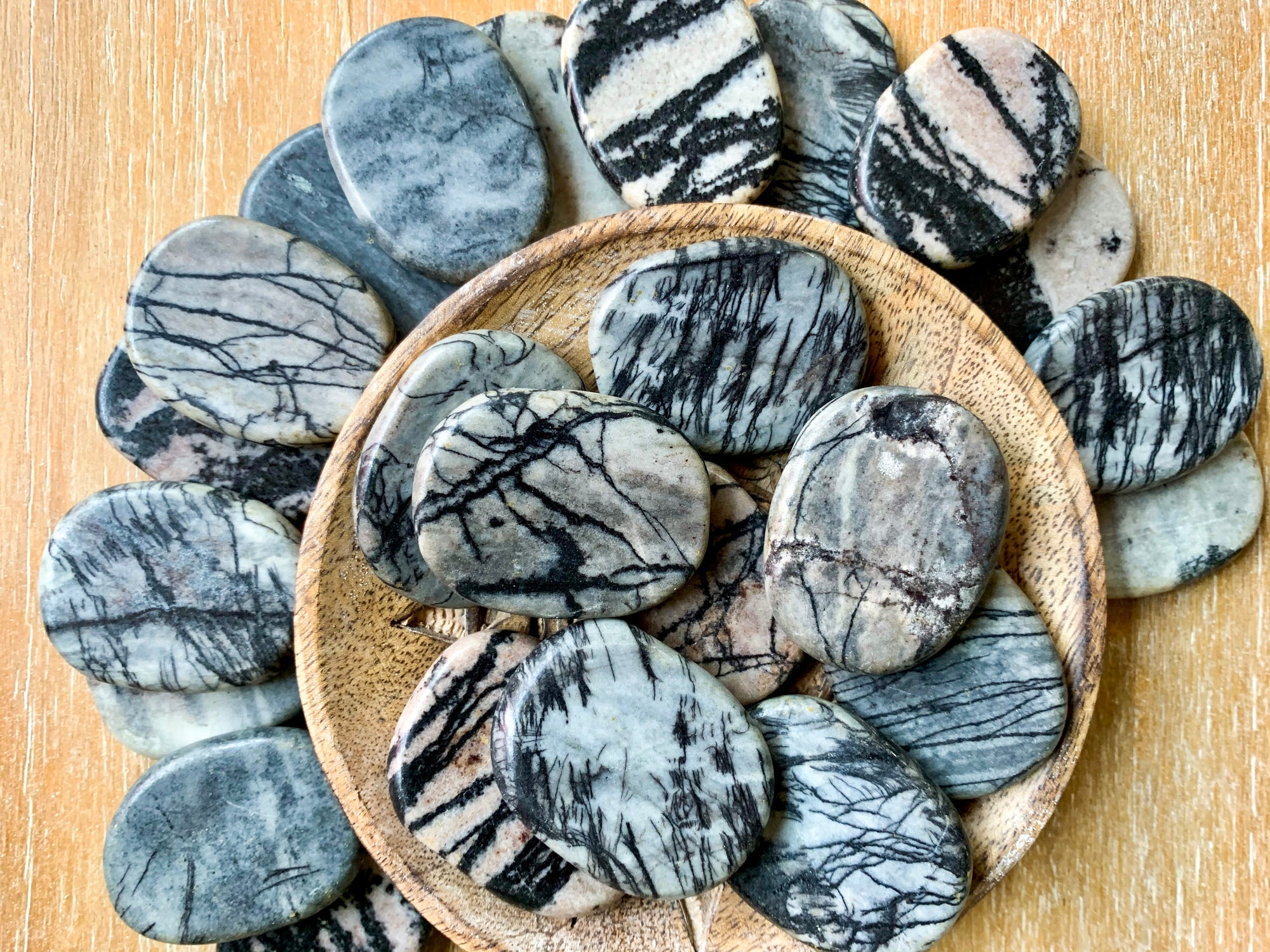 Zebra Jasper Flat Palm Stone