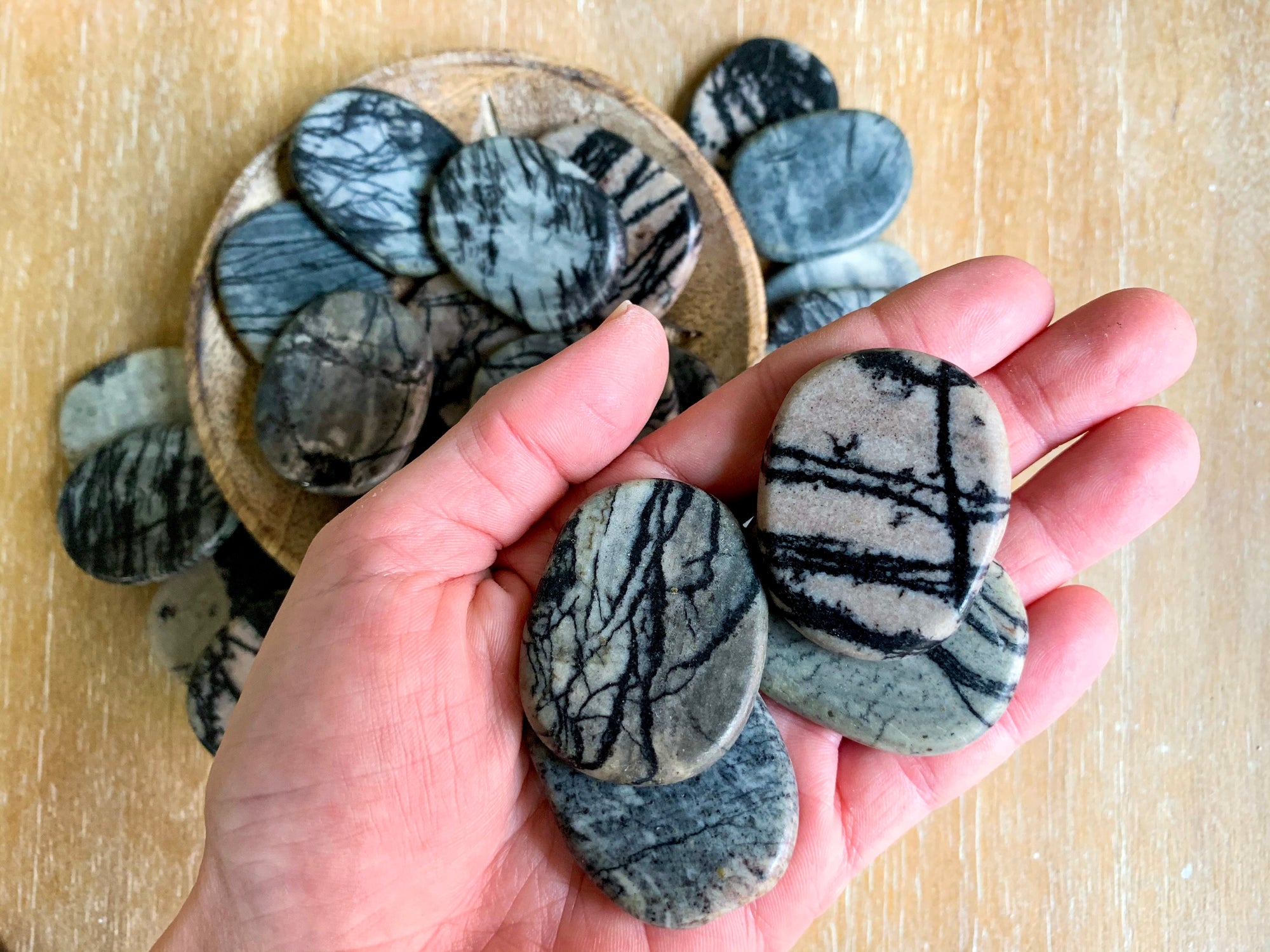 Zebra Jasper Flat Palm Stone