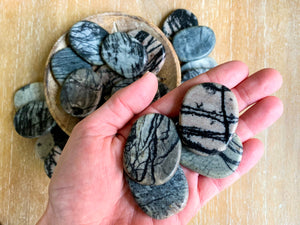 Zebra Jasper Flat Palm Stone