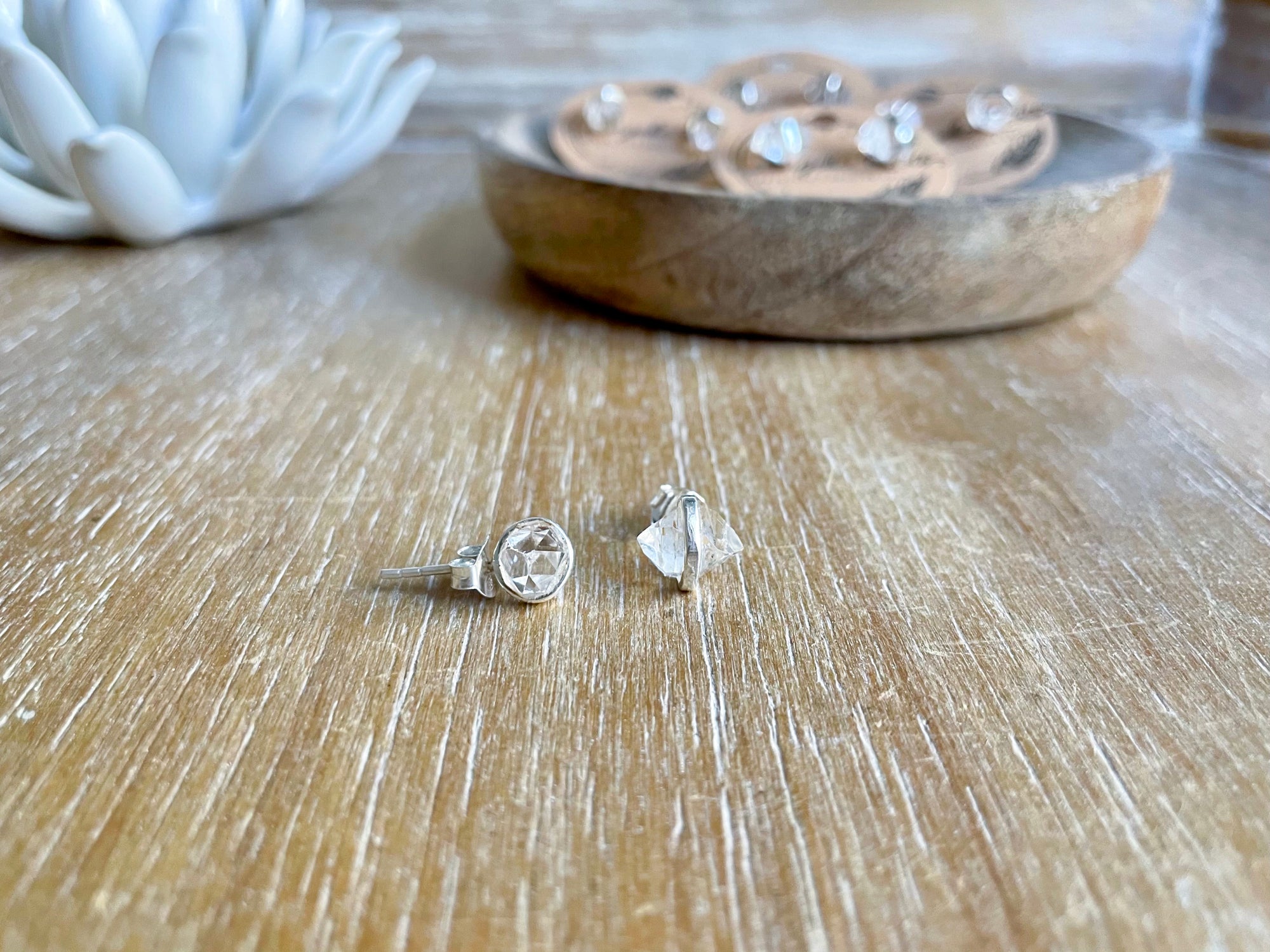 Herkimer Diamond Post Sterling Earrings || Double Terminated