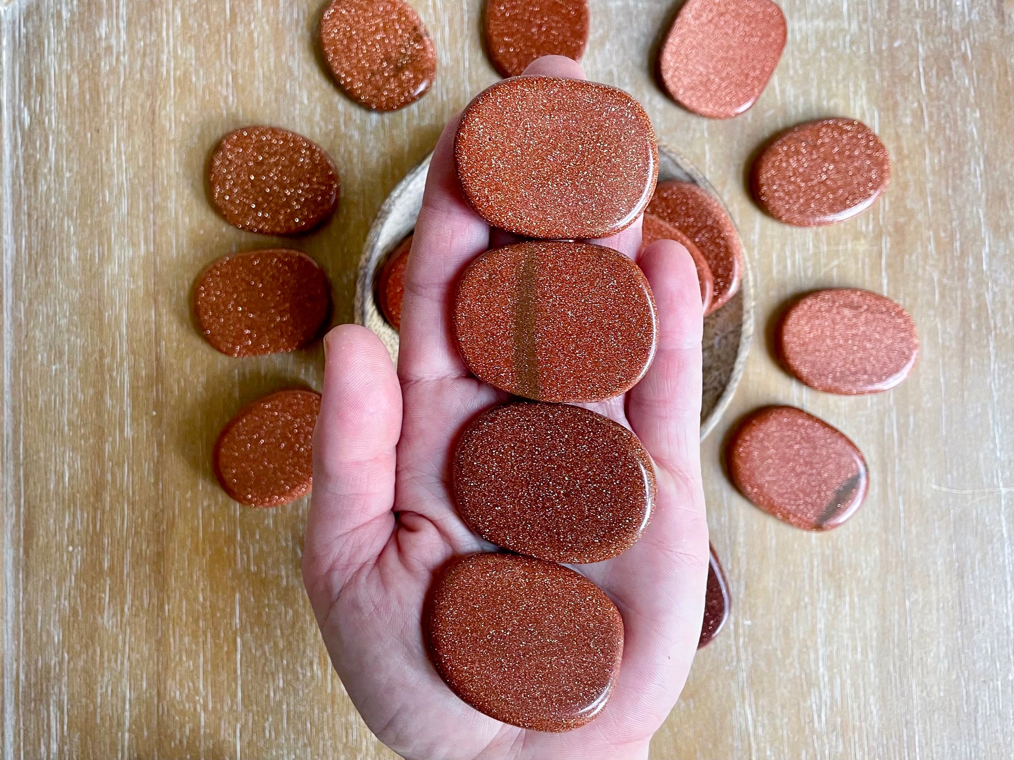 Goldstone Flat Palm Stone