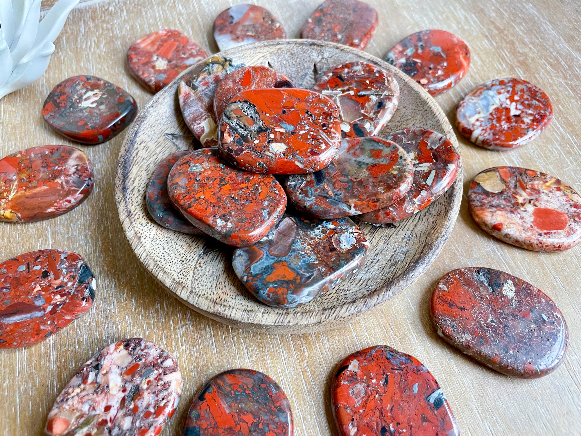 Red Brecciated Jasper Flat Palm Stone