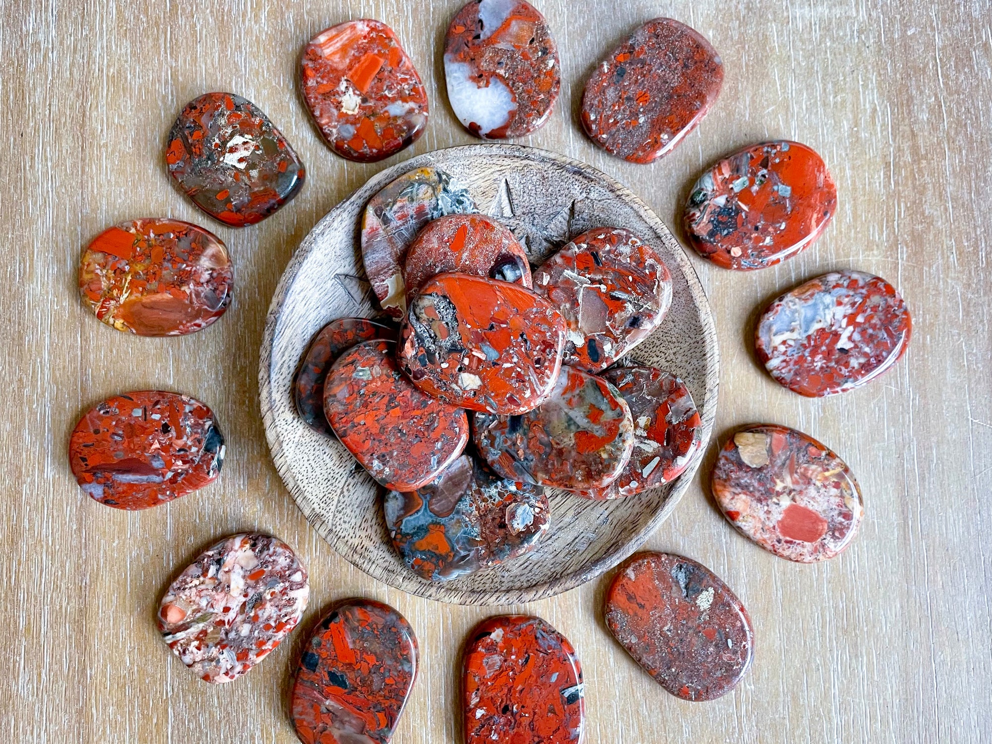 Red Brecciated Jasper Flat Palm Stone