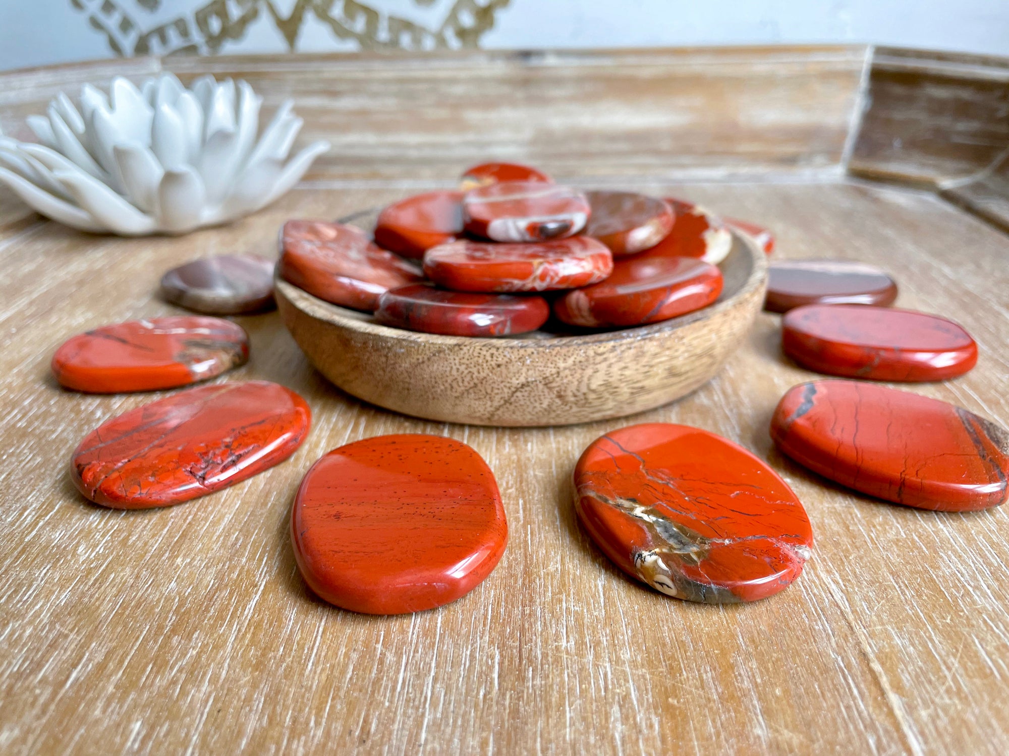 Red Jasper Flat Palm Stone