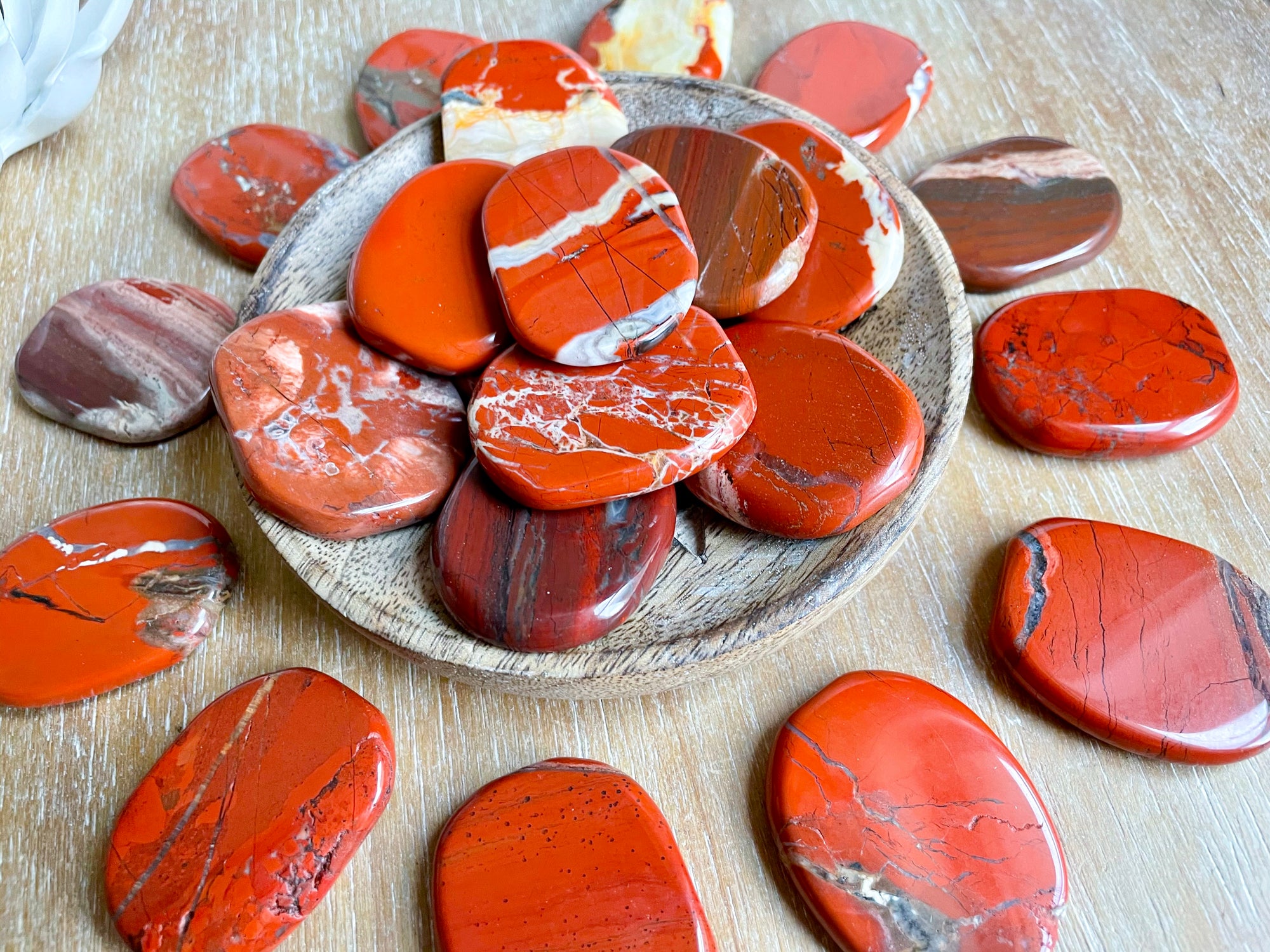 Red Jasper Flat Palm Stone