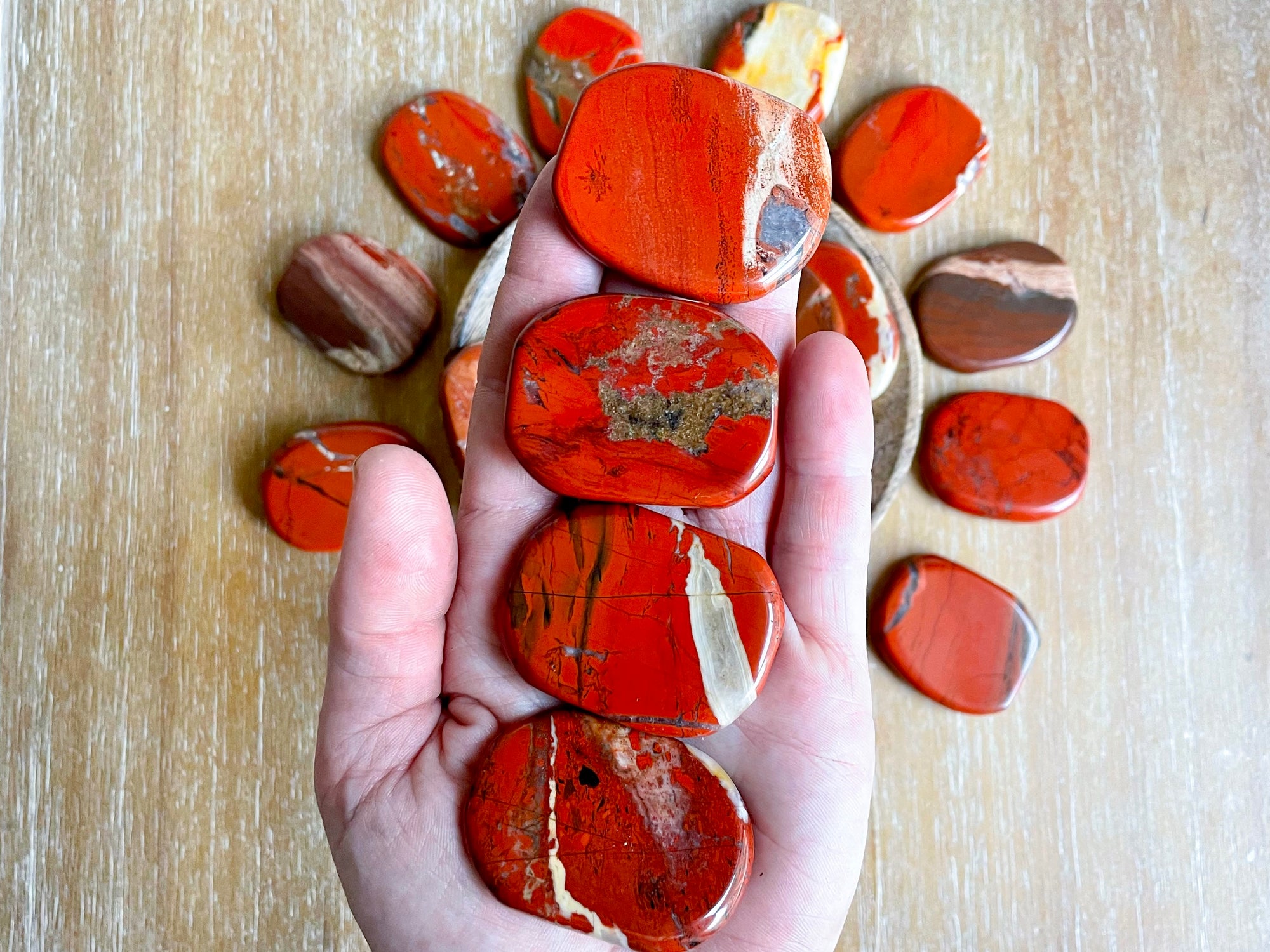 Red Jasper Flat Palm Stone