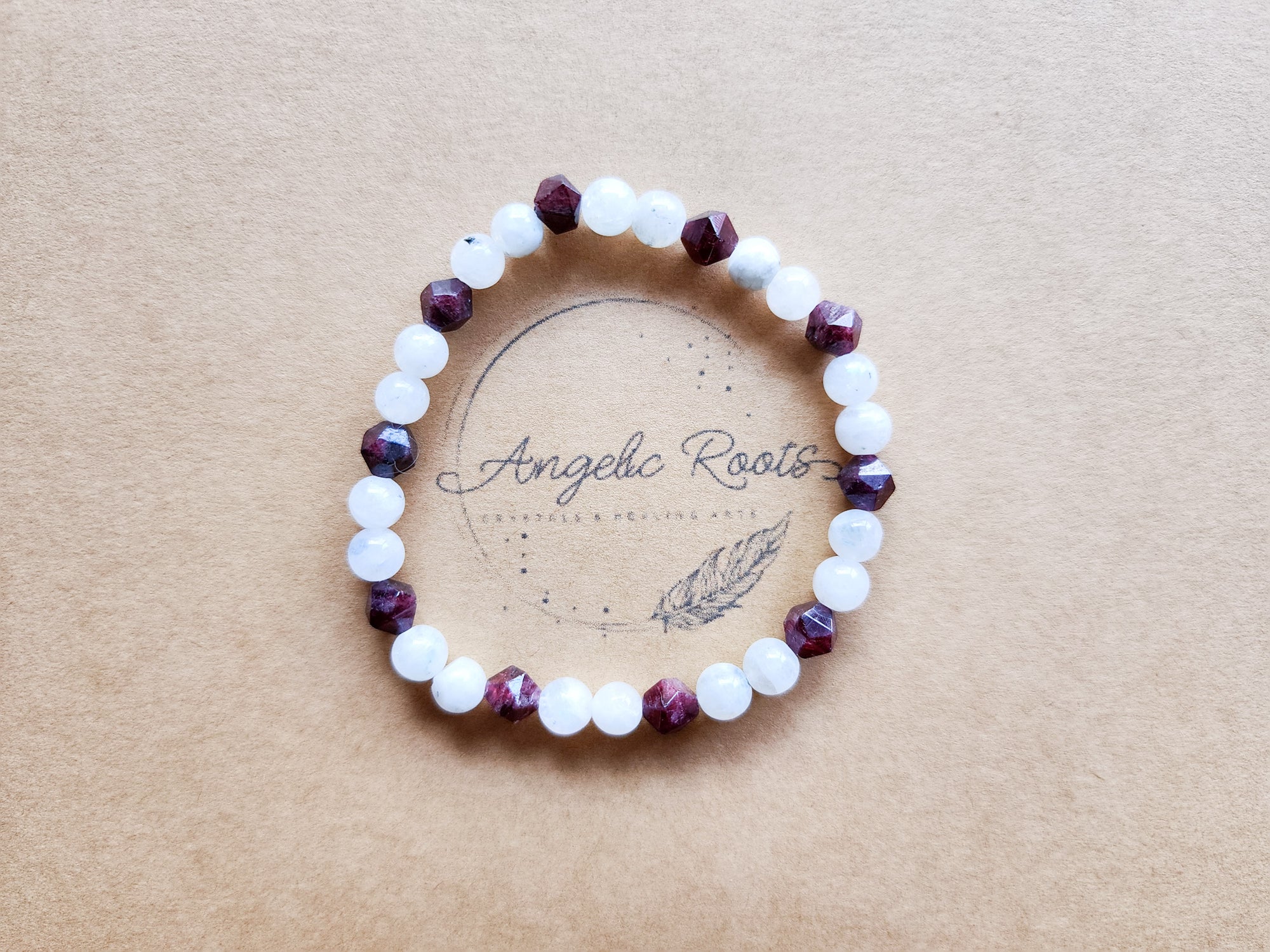 January Bracelet Stack || Garnet & Moonstone Beaded Bracelet || Reiki Infused