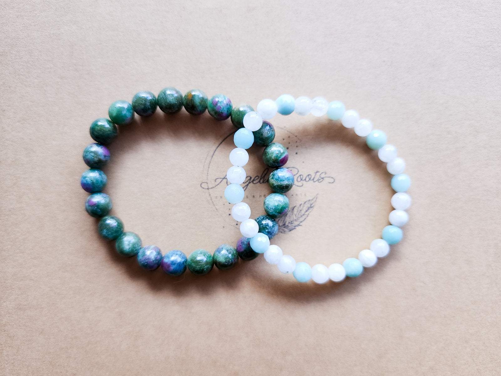 July Bracelet Stack || Ruby in Fuchsite, Amazonite & Moonstone Beaded Bracelet || Reiki Infused