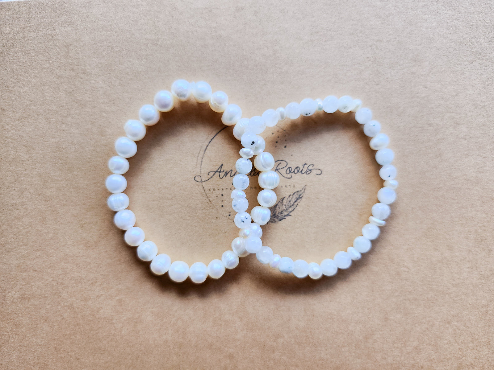 June Bracelet Stack || Mother of Pearl & Moonstone Beaded Bracelet || Reiki Infused