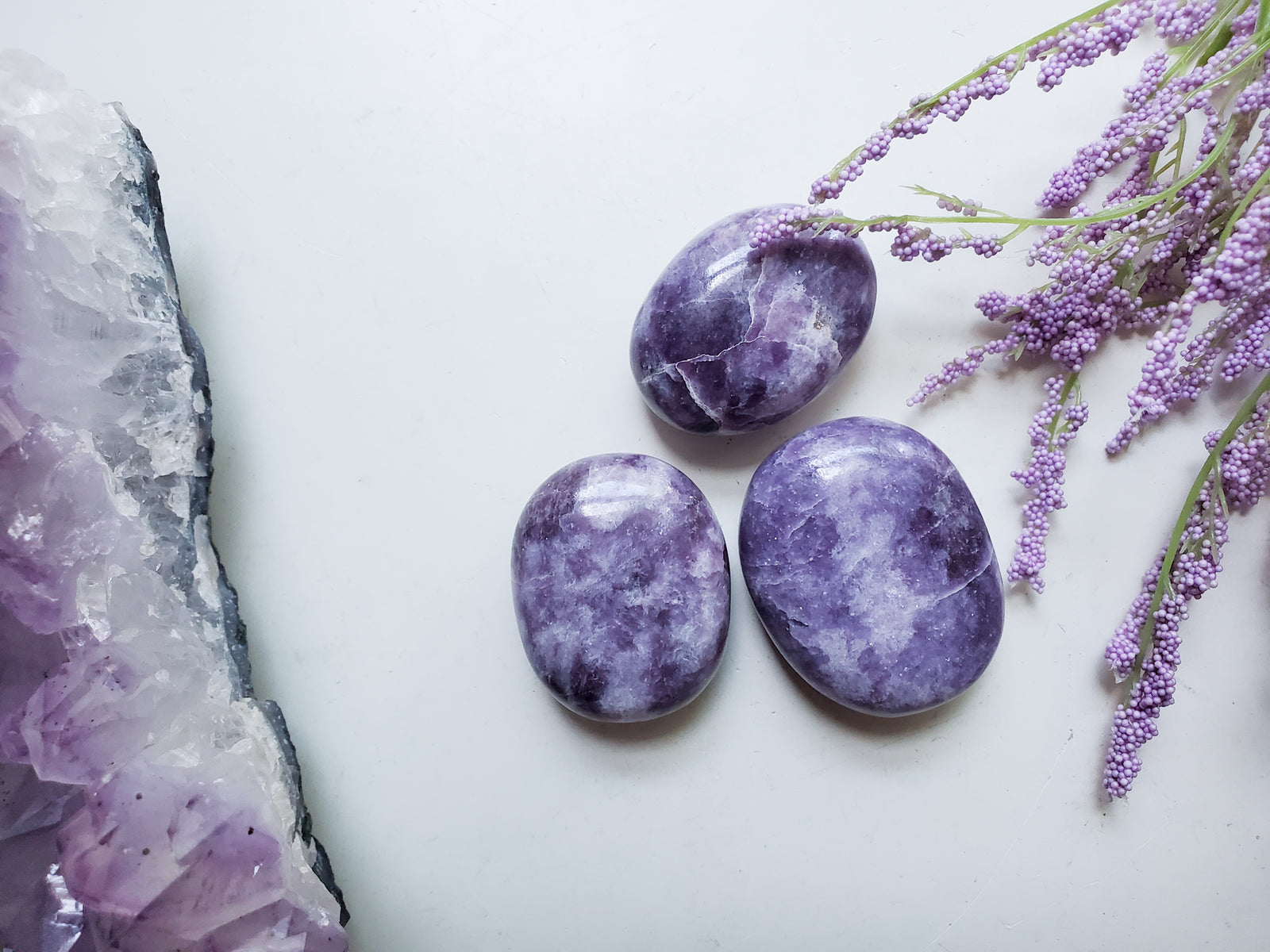 Lepidolite Puffy Palm Stone