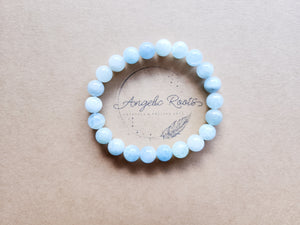 March Bracelet Stack || Aquamarine & Moonstone Beaded Bracelet || Reiki Infused