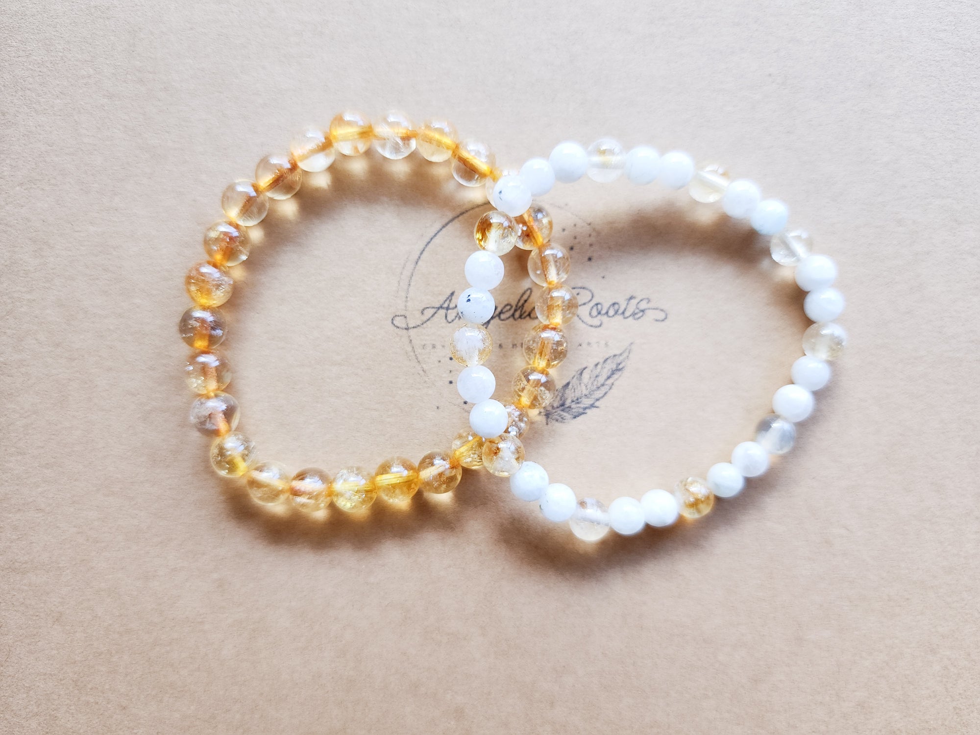 November Bracelet Stack || Citrine & Moonstone Beaded Bracelet || Reiki Infused