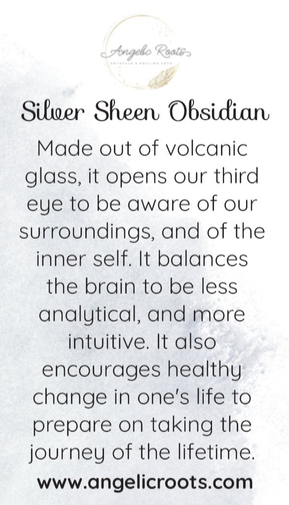Silver Sheen Obsidian Crystal Card