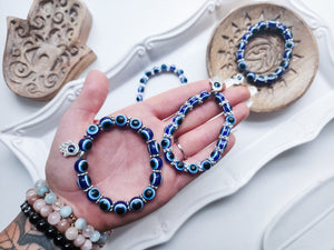 Evil Eye & Hamsa Charm Stretchy Bracelet