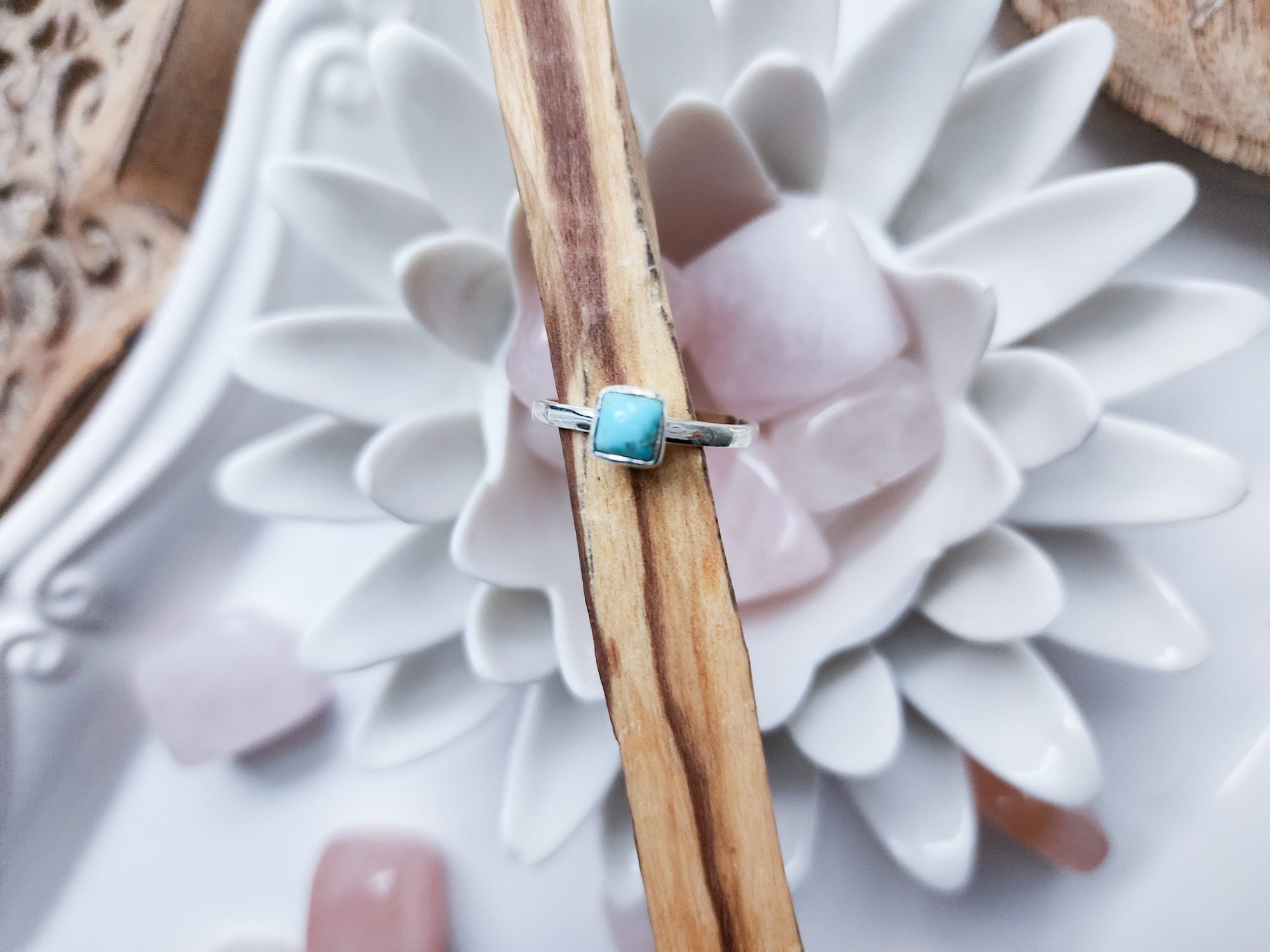 Turquoise Dainty Square Ring