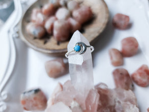 Adjustable Moon Sterling Ring || Turquoise