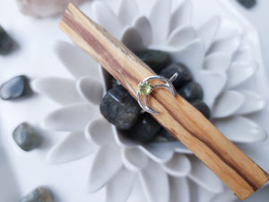 Crescent Moon Sterling Ring || Peridot