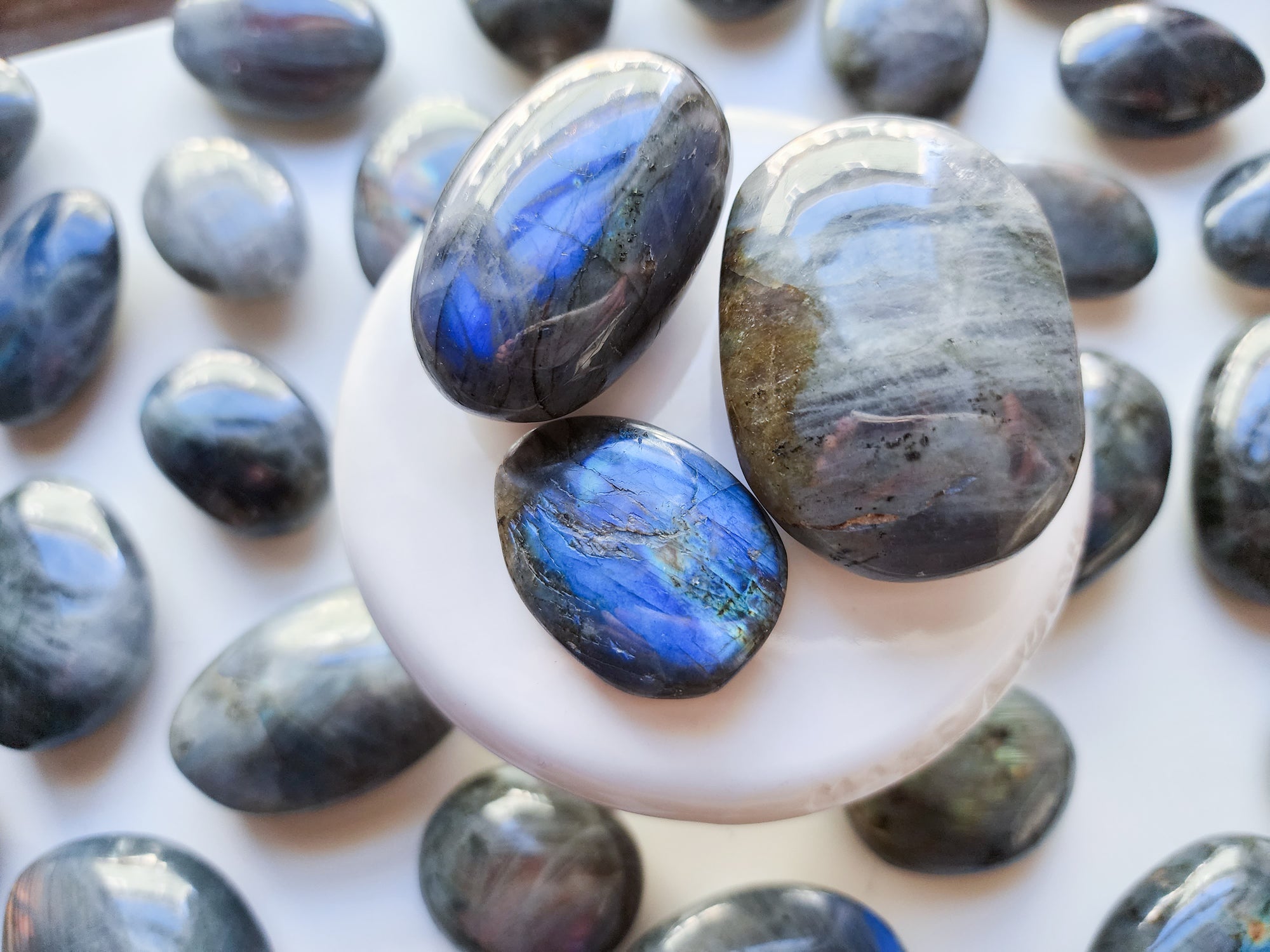 Labradorite Palm Stone || Grade A