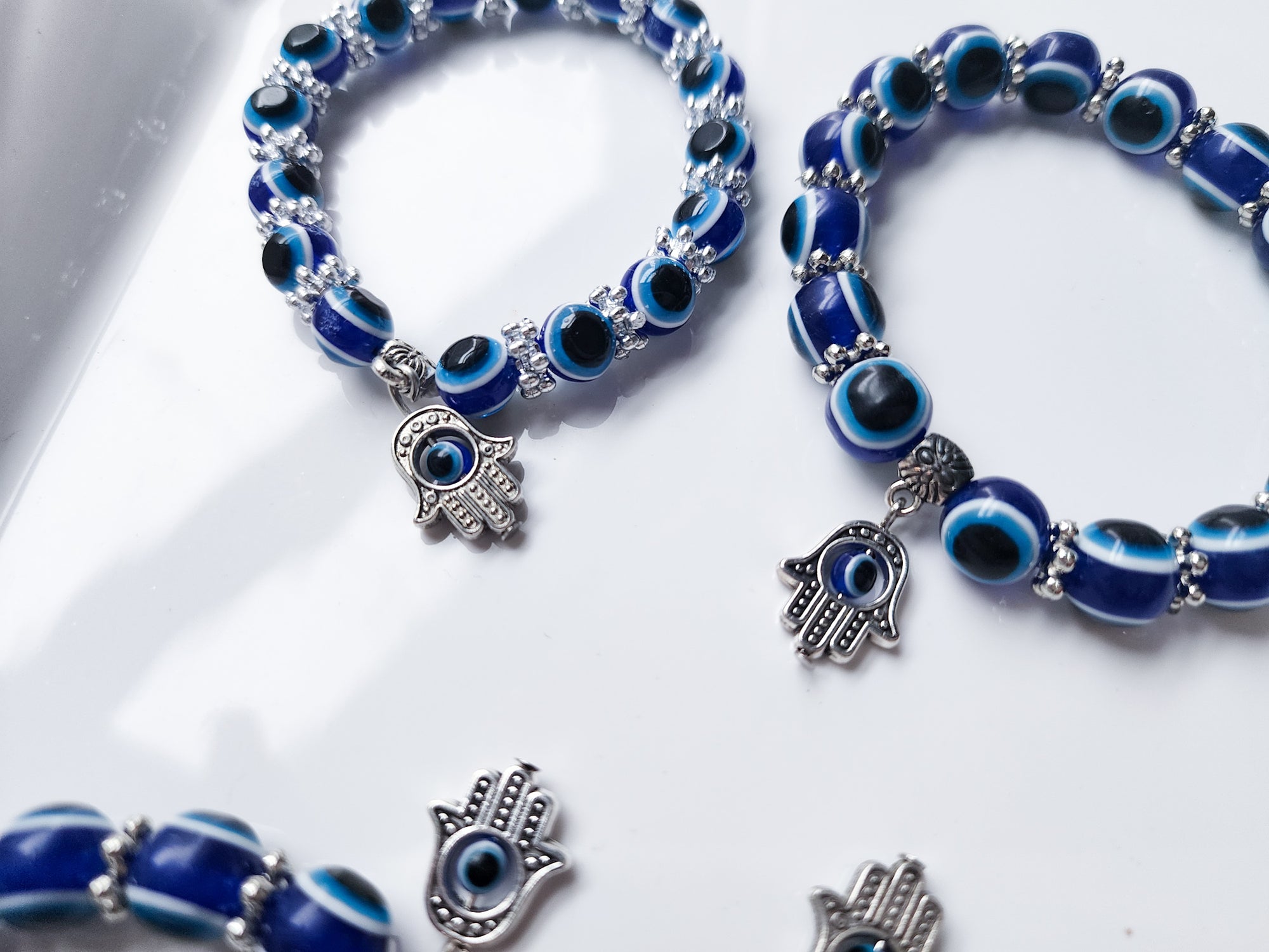 Evil Eye & Hamsa Charm Stretchy Bracelet