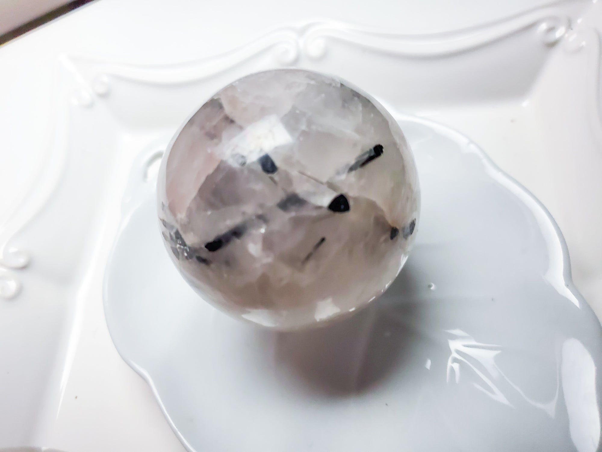 Tourmaline in Quartz Sphere