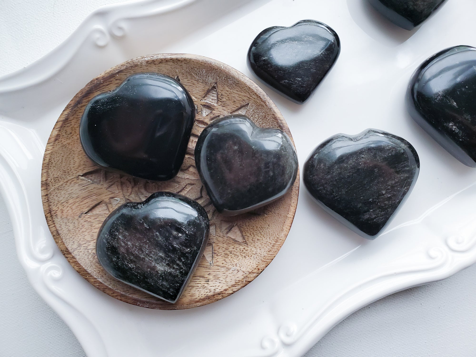 Silver Sheen Obsidian Heart