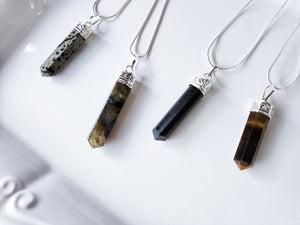 Crystal Pencil Point Necklace || Solid Stamped Cap