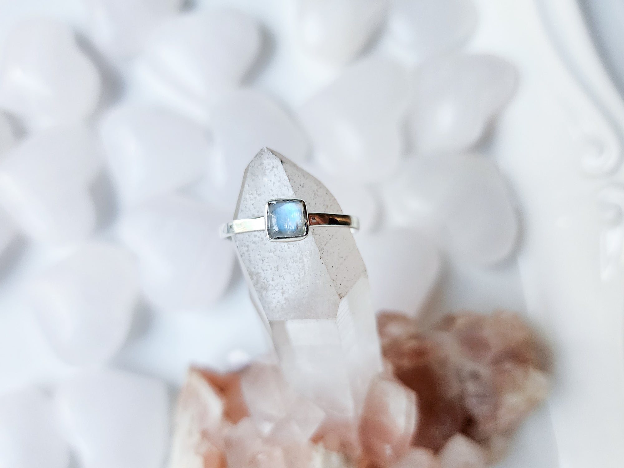 Moonstone Dainty Sterling || Square