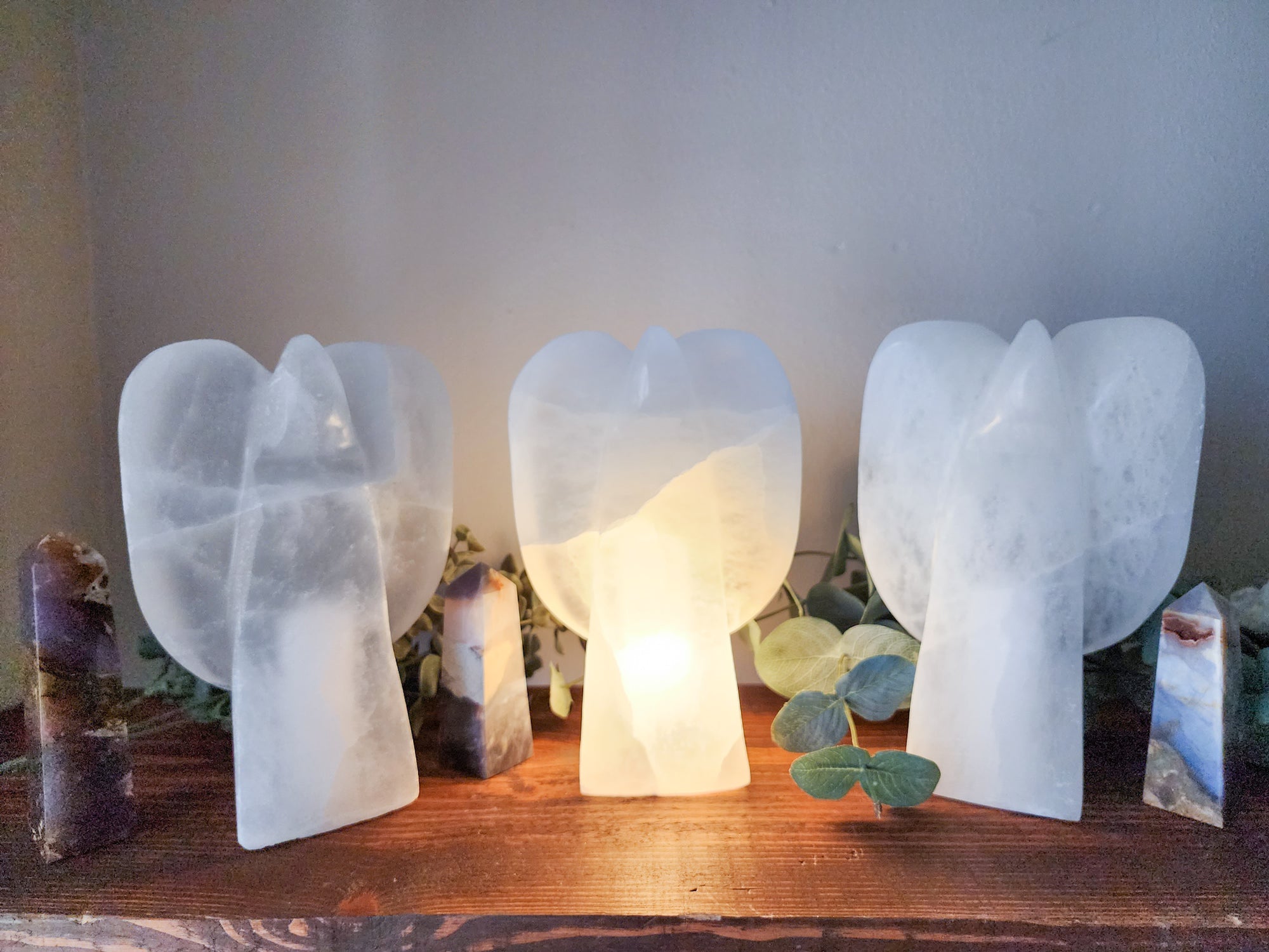 Selenite Angel Lamp