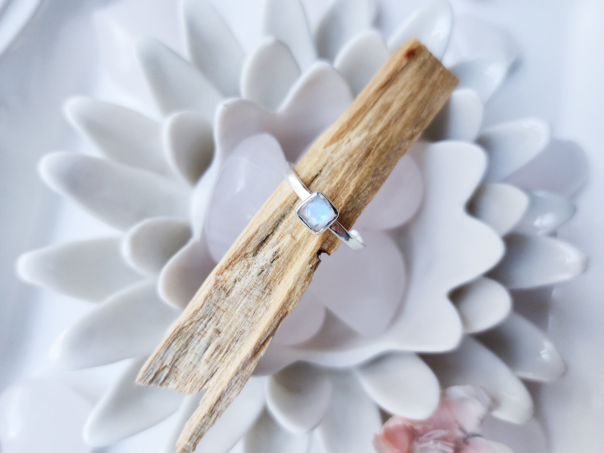 Moonstone Dainty Sterling || Square