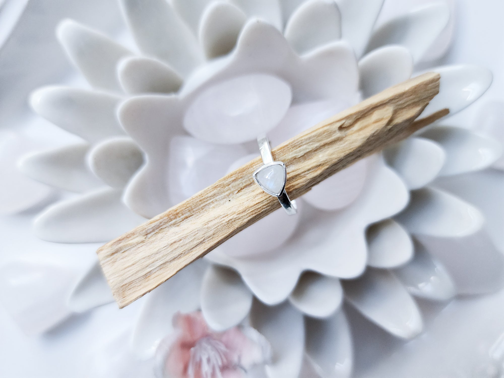 Moonstone Dainty Sterling || Triangle