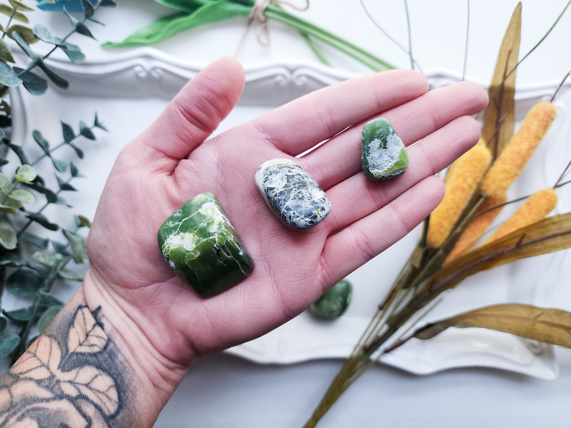 Green Tremolite Tumbled Stone