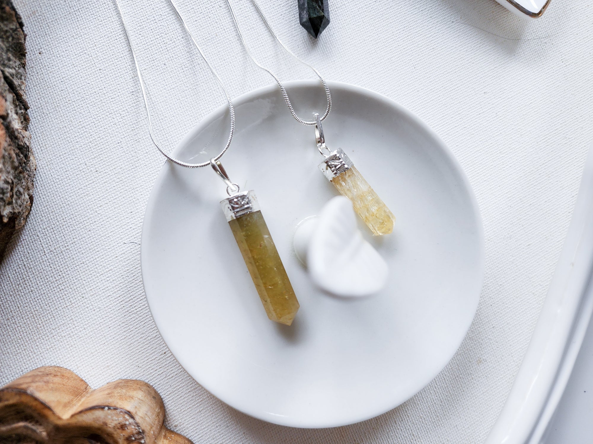 Crystal Pencil Point Necklace || Solid Stamped Cap