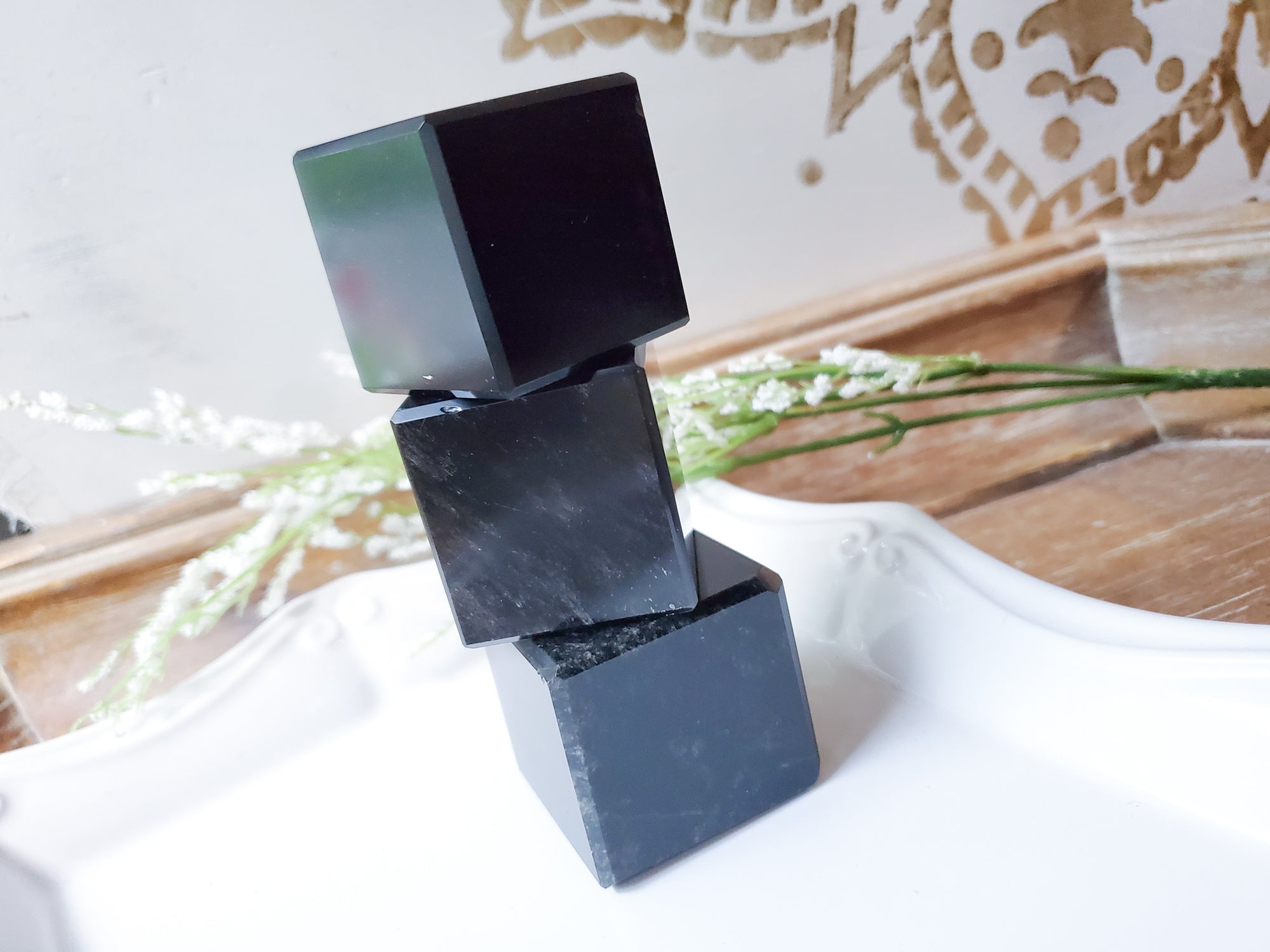 Silver Sheen Obsidian Cube