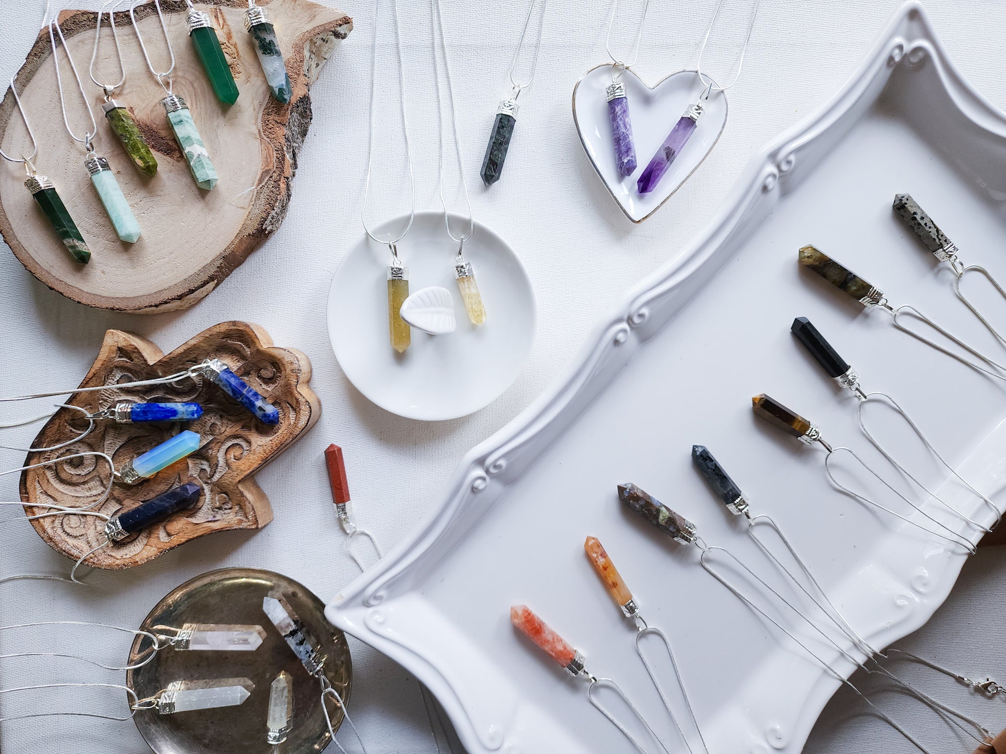 Crystal Pencil Point Necklace || Solid Stamped Cap