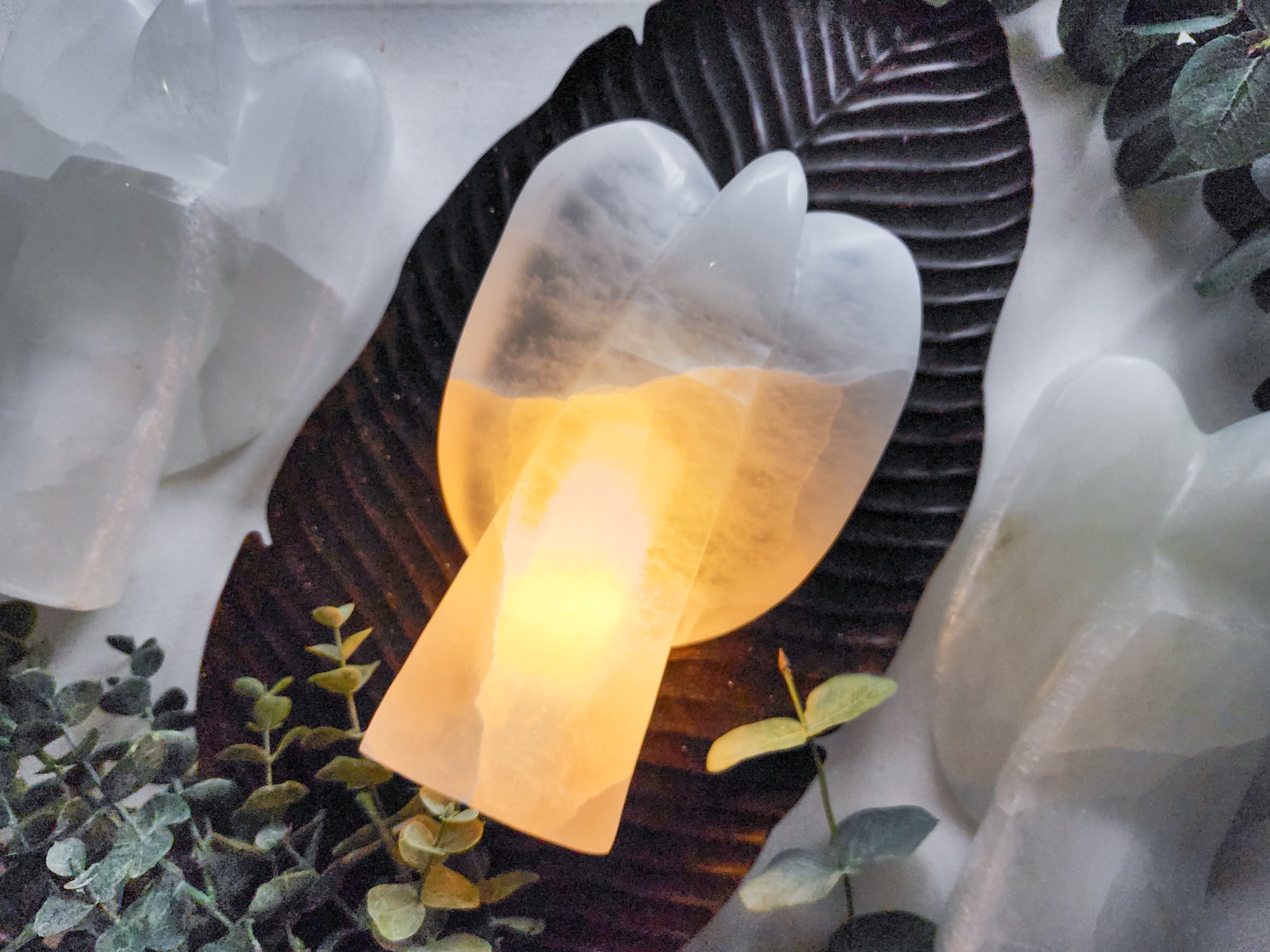 Selenite Angel Lamp